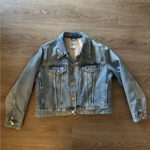 Zara Shearling Lined Denim Jacket